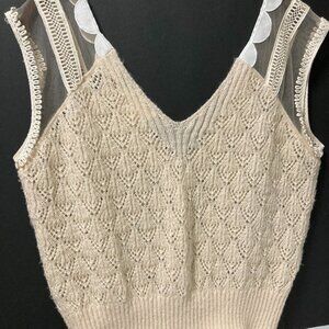 MAEVE BY ANTHROPOLGIE PULL OVER V NECK OPEN WEAVE VEST